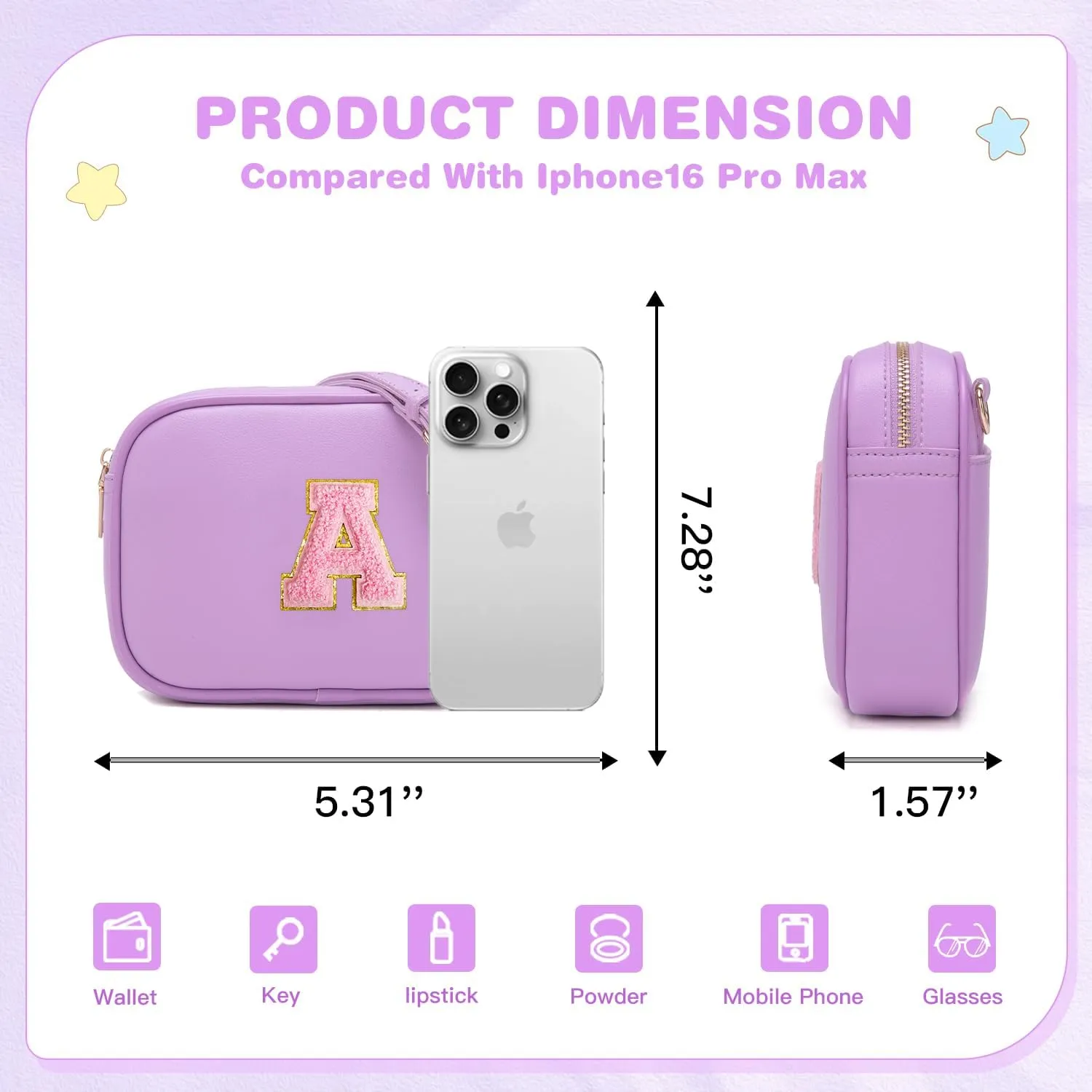 Birthday Gifts for 4 5 6 7 8 9 10 11 12 13 Year Old Girls Initial PU Leather Crossbody Bags for Girls