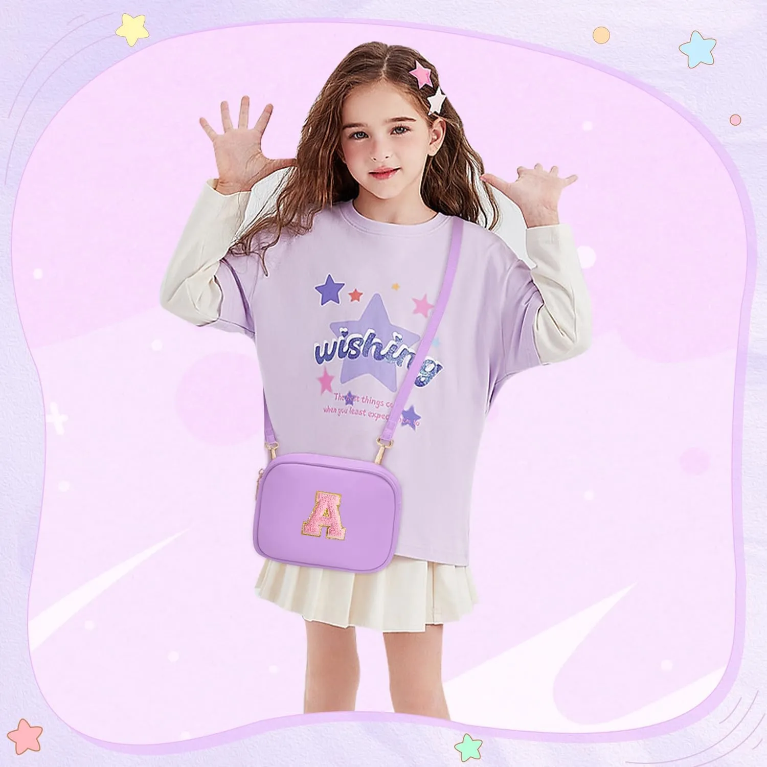 Birthday Gifts for 4 5 6 7 8 9 10 11 12 13 Year Old Girls Initial PU Leather Crossbody Bags for Girls