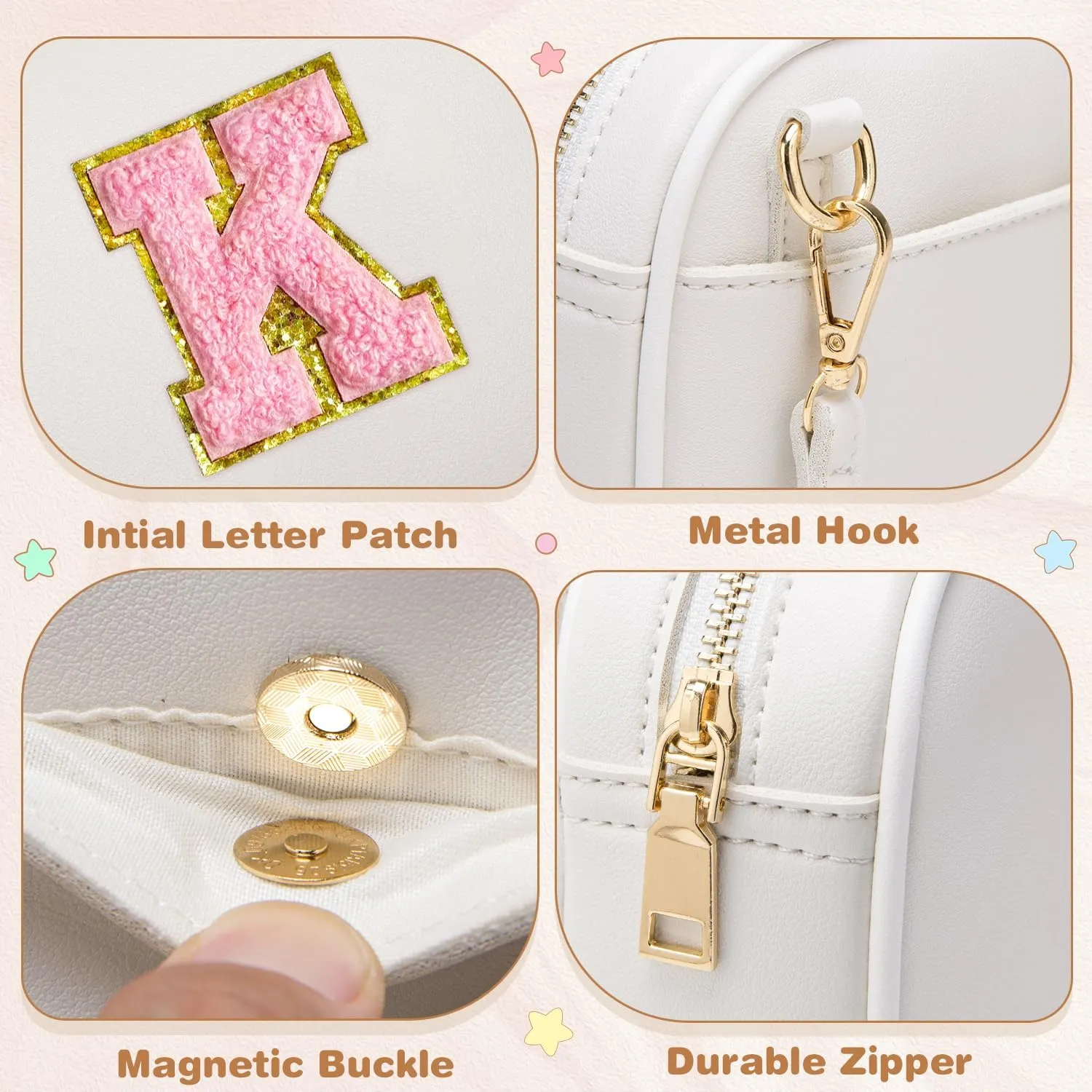 Birthday Gifts for 4 5 6 7 8 9 10 11 12 13 Year Old Girls Initial PU Leather Crossbody Bags for Girls