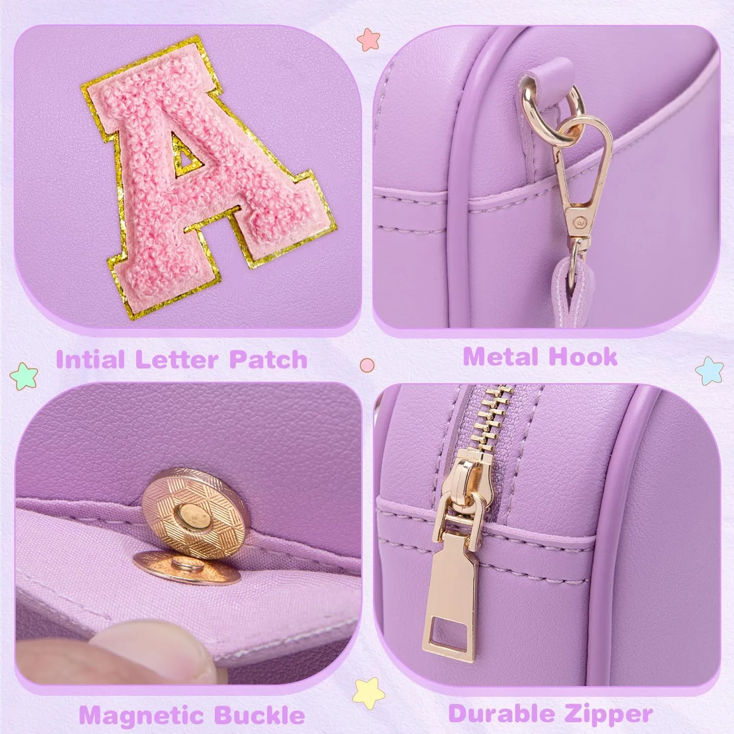 Birthday Gifts for 4 5 6 7 8 9 10 11 12 13 Year Old Girls Initial PU Leather Crossbody Bags for Girls