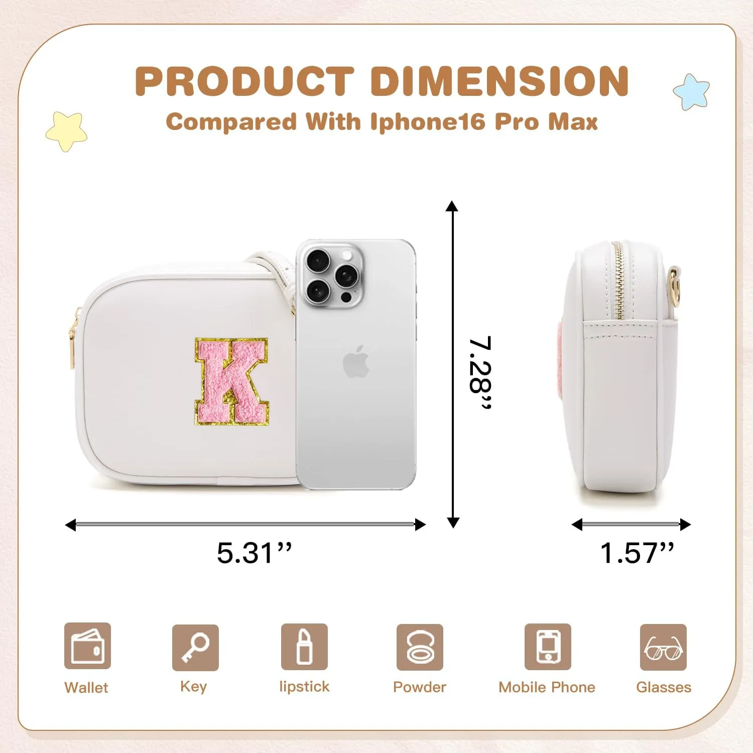 Birthday Gifts for 4 5 6 7 8 9 10 11 12 13 Year Old Girls Initial PU Leather Crossbody Bags for Girls