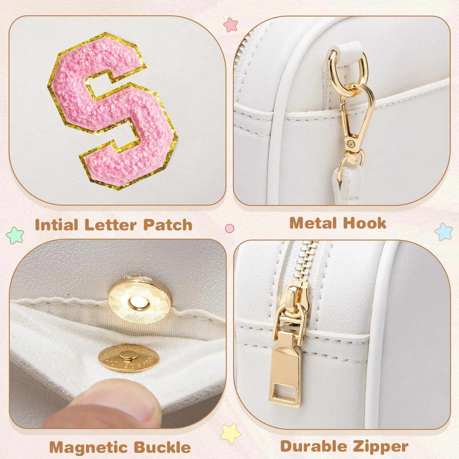 Birthday Gifts for 4 5 6 7 8 9 10 11 12 13 Year Old Girls Initial PU Leather Crossbody Bags for Girls