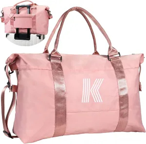 Birthday Gifts for Girl 5 6 7 8 9 10 11 12 13 14 15 16 Year Old, Granddaughter Gift, Travel Duffel Bag, Personalized Kids Weekender Bag, Graduate Gifts for Her Daughter Gift (Letter K)