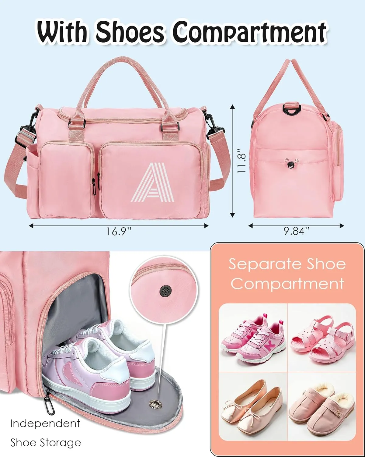 Birthday Gifts Teen Girl Gift, Initial Travel Duffel Bag, Duffel Bag,Personalized Weekender Bag, Monogram Overnight Bag Girlfriend Birthday Gifts for Women Gifts for Teen Girls Boys
