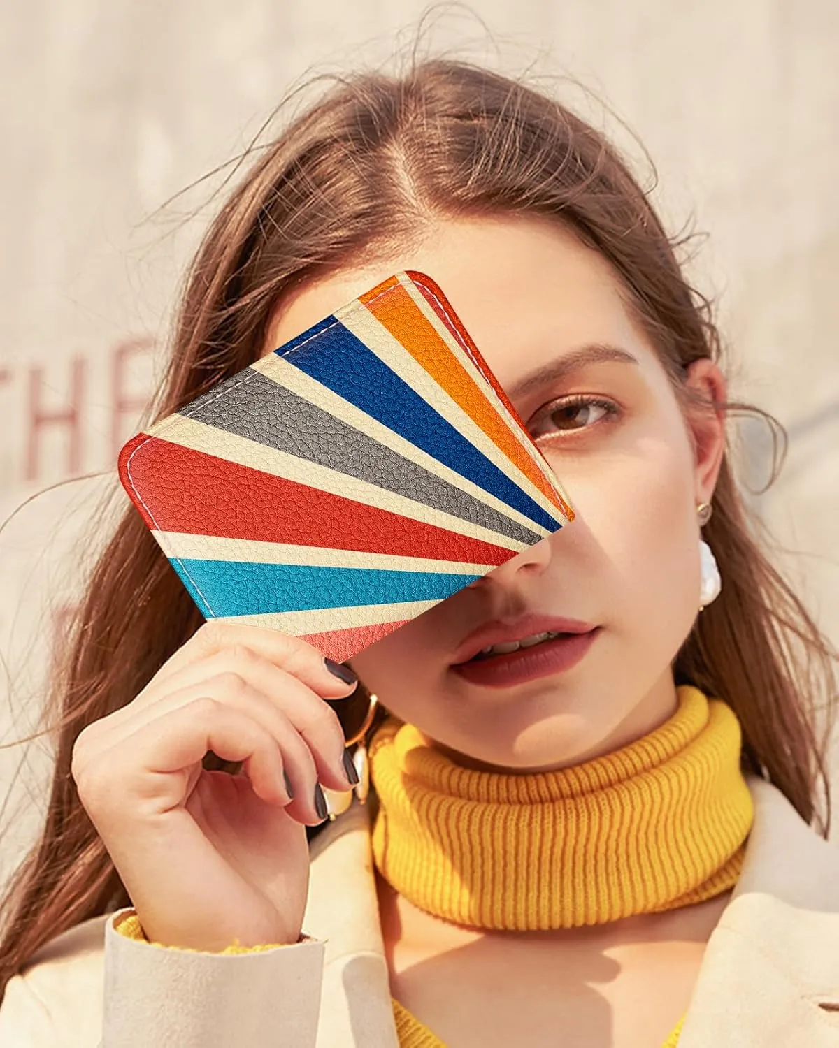 Bistup Credit Card Holder Wallet for Women Cute Leather Ladies Teen Girls Female Cardholder Wallets Accordion Purse Small Medium Aesthetic Print Sun Unique Modern Rfid Zipper Around