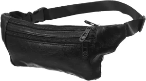 Black Adjustable Chest Pouch Portable Sports Bag with Headphone Plug Stylish Casual Waist Bag for Men for Hiking Travel Music Festivals and Daily Activities