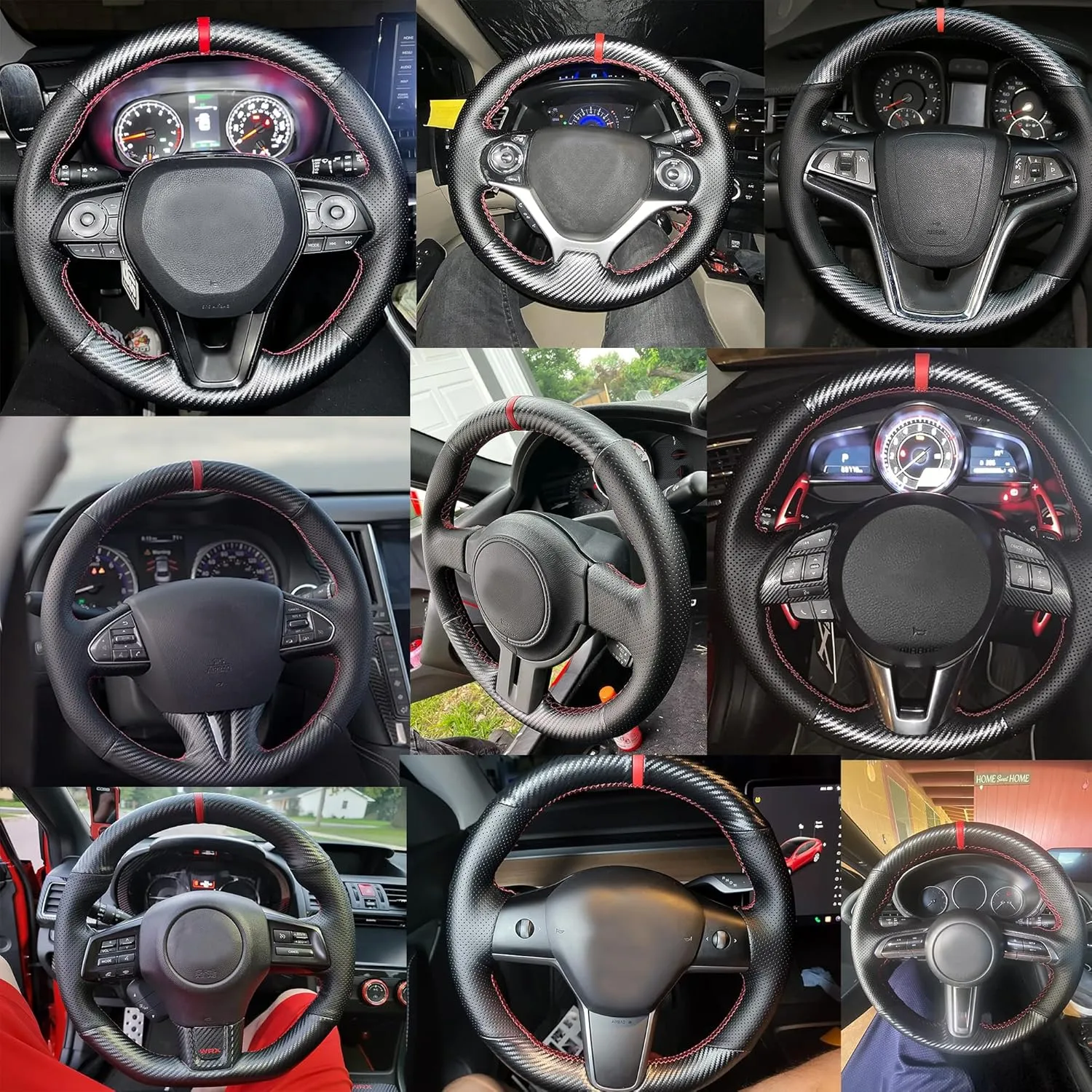 Black Genuine Leather Suede Car Custom Fit Hand Stitched OEM Steering Wheel Cover for Honda Civic 2022 2023 2024 Civic Si 2022 2023 2024 Civic XI Honda Civic11 Accessories
