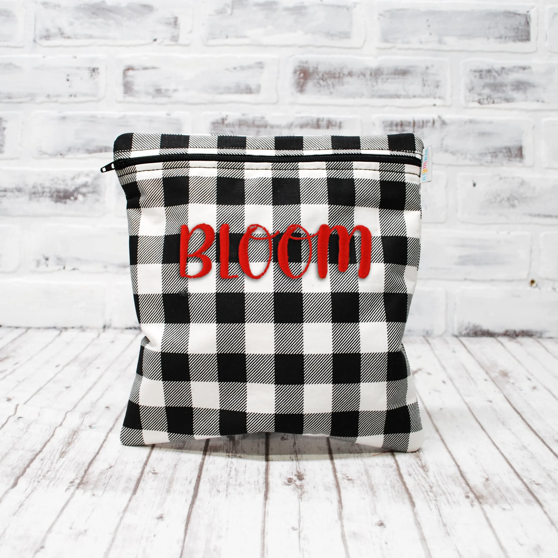 Black White Checked Personalized Reusable Bag