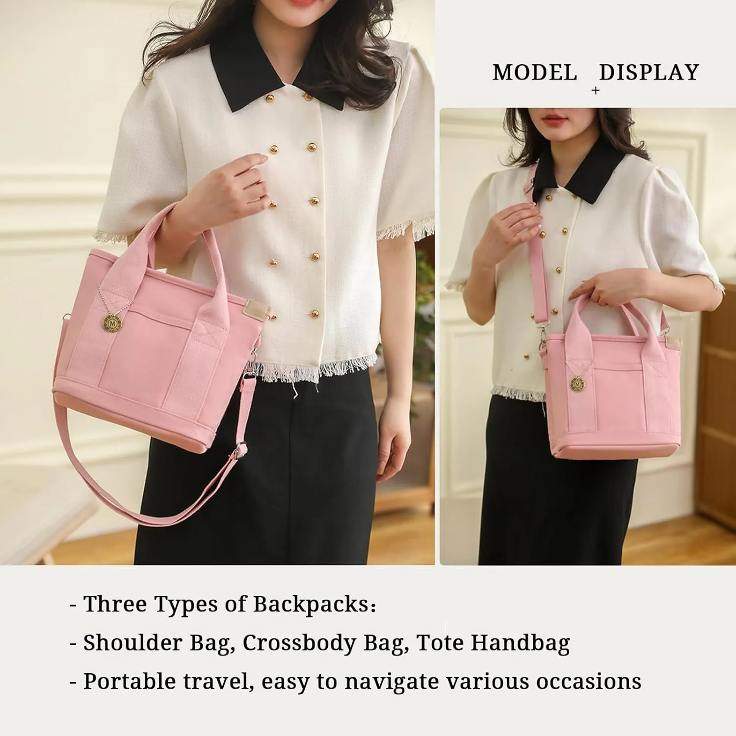 Blostirno Women's Small Canvas Tote Bag Stylish Satchel Mini Shoulder Crossbody Bags Fashion Hobo Messenger Purse Handbags