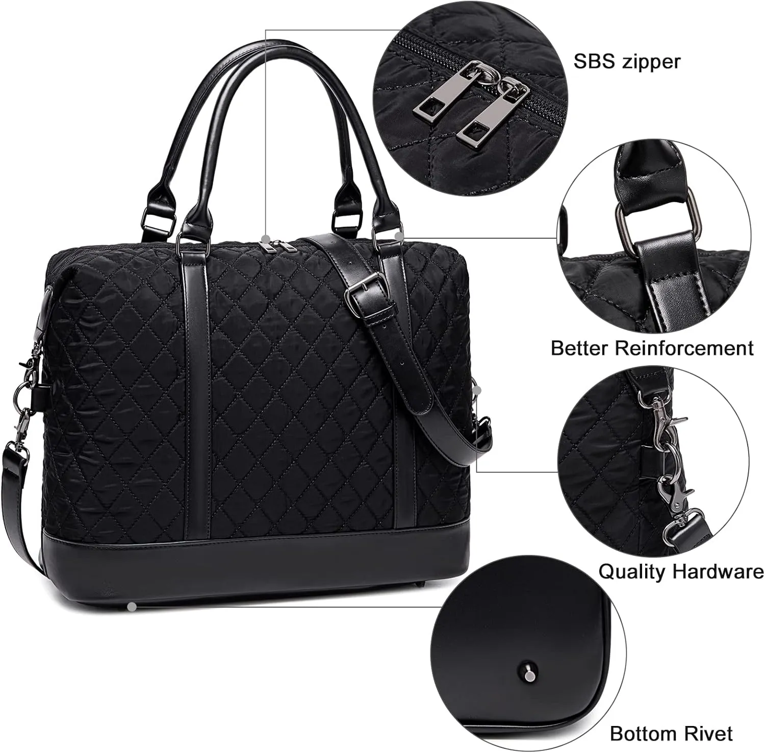 BLUBOON Travel Tote Bags with Zipper Ladies Canvas Bag Weekender Overnight Bag for Women Carry on Duffel Bag Trolley Sleeve