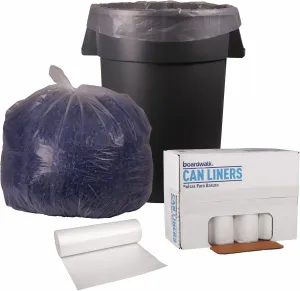 Boardwalk X8046DCKR01 40 in. x 46 in. 45 gal. 1.4 mil Recycled Low-Density Polyethylene Can Liners - Clear (100/Carton)