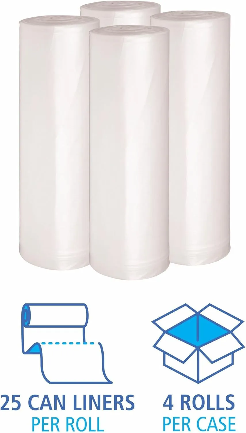 Boardwalk X8046DCKR01 40 in. x 46 in. 45 gal. 1.4 mil Recycled Low-Density Polyethylene Can Liners - Clear (100/Carton)