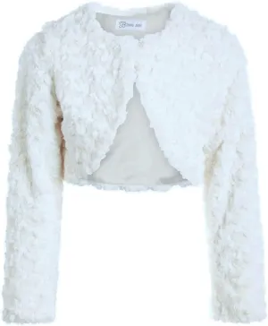 Bonnie Jean Girls Size 12M-16 Faux Fur Swirl Shrug Sweater Jacket