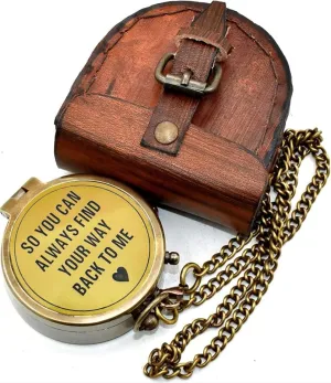 Brass Chain Compass Pandent Nautical Quote Engraved Gifts for Loved Ones, Compass Necklace with Lightweight and Portable Brass for Men Chain Camping, 2x2x1 Inch, Brown Antique, RS-YOUCAN-02