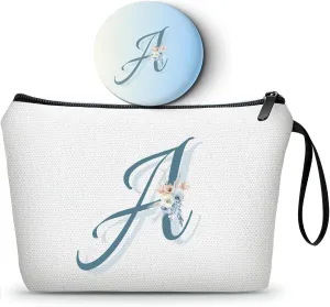 Bridal Shower Gifts for Bride,Initial Gifts for Women,Monogram Gifts,Bachlorette Gifts for Bride,Makeup Bag with Mirror,Sisters Gifts from Sister,Small Gifts for Women,Bridemaid,Friend,Female(A)