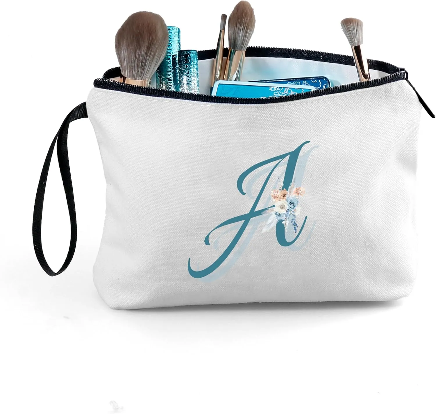 Bridal Shower Gifts for Bride,Initial Gifts for Women,Monogram Gifts,Bachlorette Gifts for Bride,Makeup Bag with Mirror,Sisters Gifts from Sister,Small Gifts for Women,Bridemaid,Friend,Female(A)