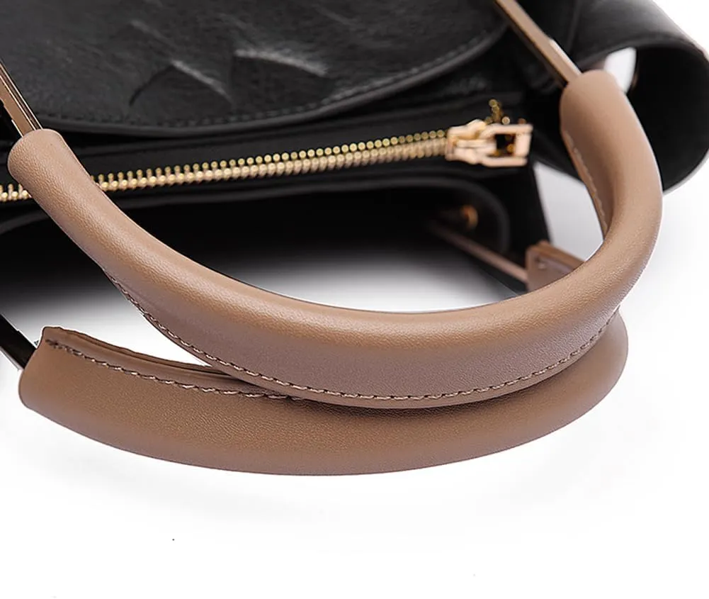 Bucket Bags for Women Floral Embossed Tote Bag Women's Top-handle Handbags Trendy Vintage Vegan Leather Shoulder Bag