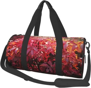 Burning bush with red berries Print Travel Duffel Bags With Pocket And Adjustable Strap Large Gym Bag Fashion Yoga Bag For Women Men