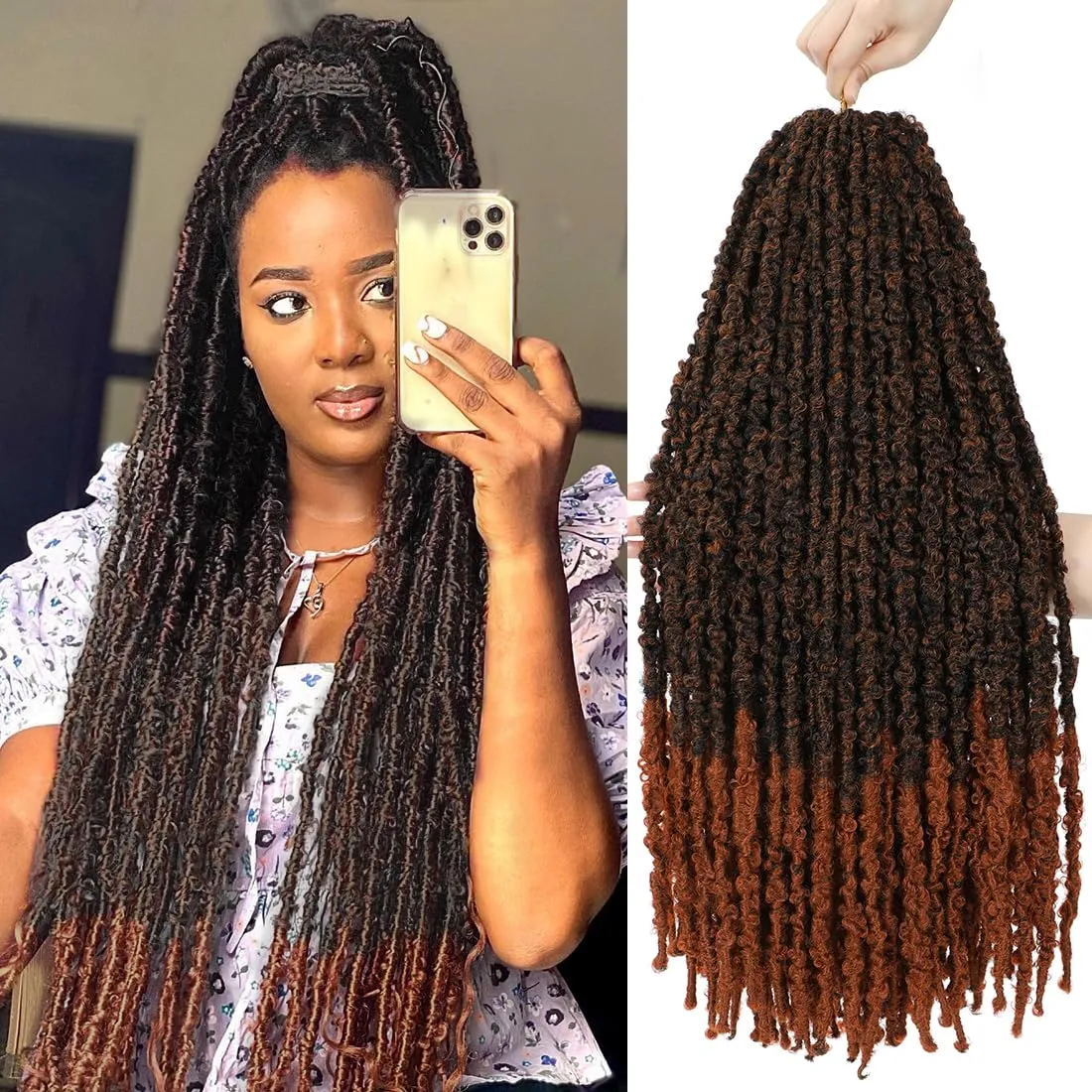 Butterfly Locs Crochet Hair 24 Inch 6 Packs Pre-twisted Ditressed Butterfly Locs Long Soft Faux Locs Braids Hair For Black Women Pre Looped(24inch,T30)