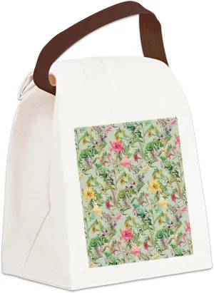 CafePress Colorful Floral Pattern Canvas Lunch Bag with Strap Handle
