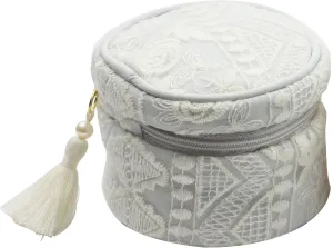 Camelia Women's High End Round Lace Jewelry Case Jewelry Travel Organizer Bag Jewelry Purse Pouch (Light Blue)