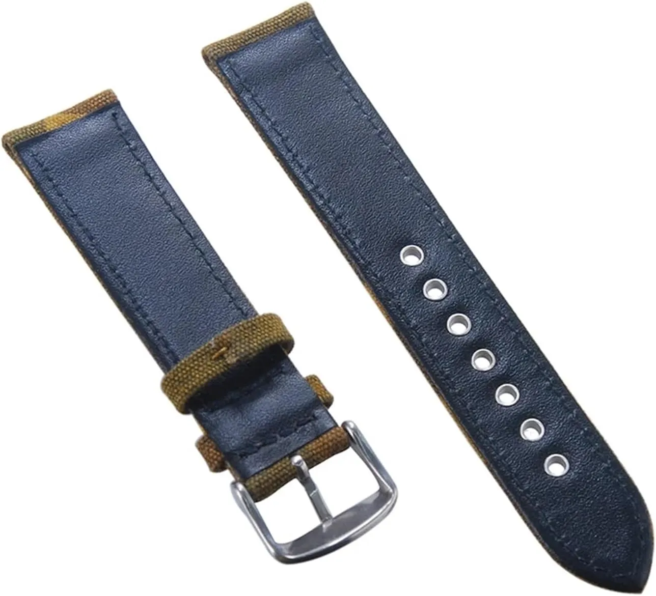 Camouflage Brown Canvas Watch Bands 20mm 22mm Waterproof Military Watch Strap