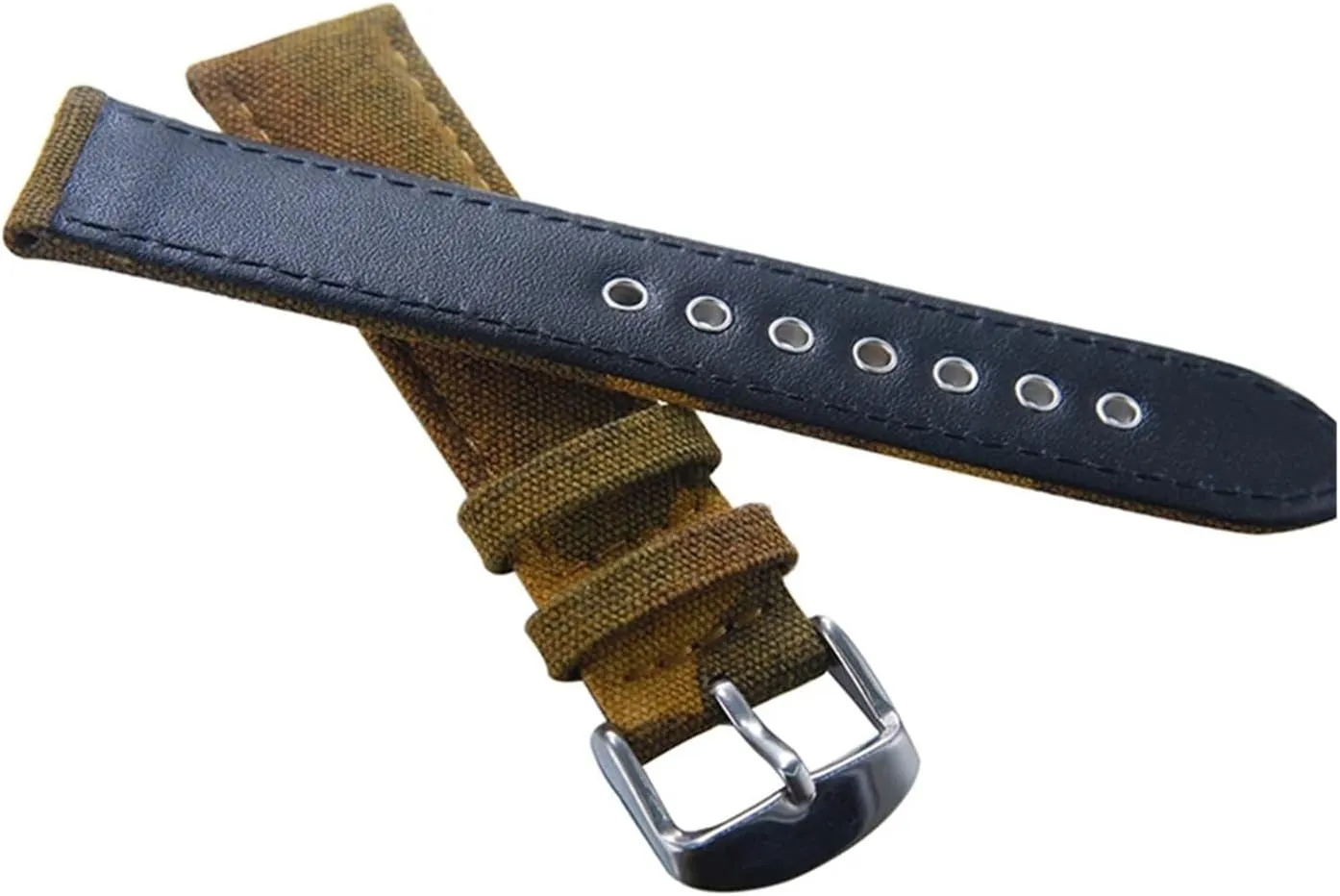 Camouflage Brown Canvas Watch Bands 20mm 22mm Waterproof Military Watch Strap