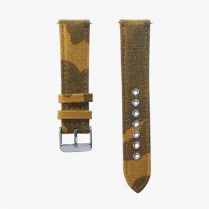 Camouflage Brown Canvas Watch Bands 20mm 22mm Waterproof Military Watch Strap