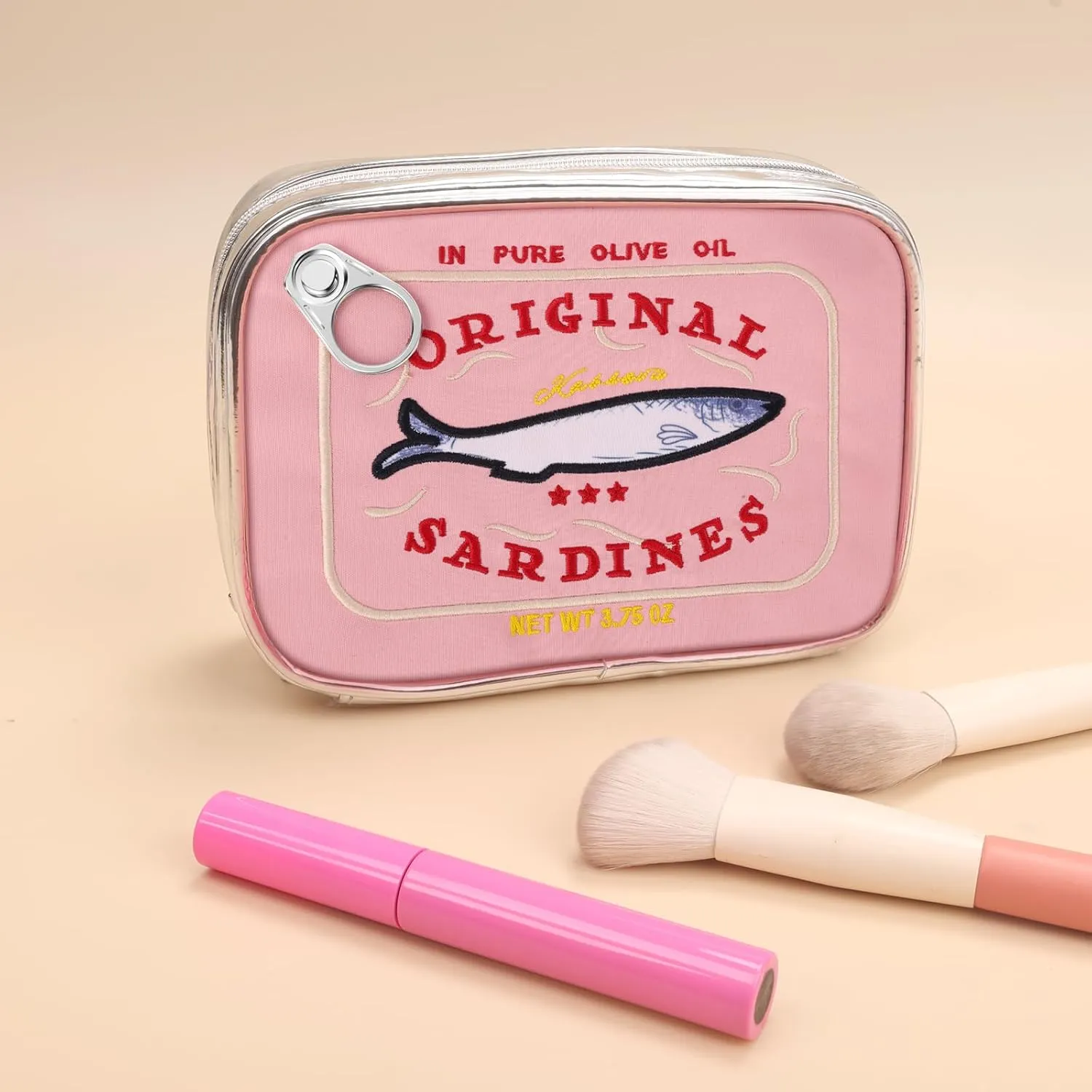 Canned Sardines Makeup Bag, Pink Cute Small Sardines Fish Tin Pouch, Creative Cosmetic Organizer Bag, Funny Gift For Women Best Friends Sister Teen Girls