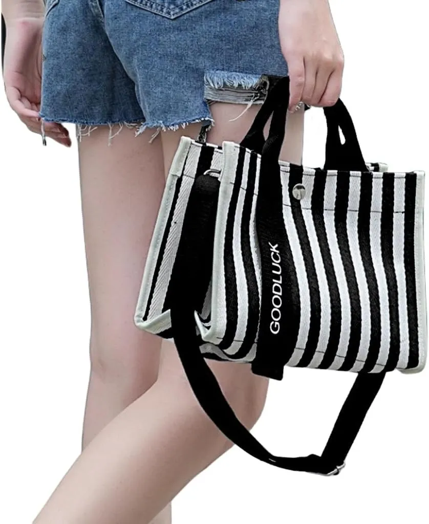 Canvas Crossbody Shoulder Bag for Women, Sling Tote with Handles & Removable Strap, Fanny Pack Travel Handbag