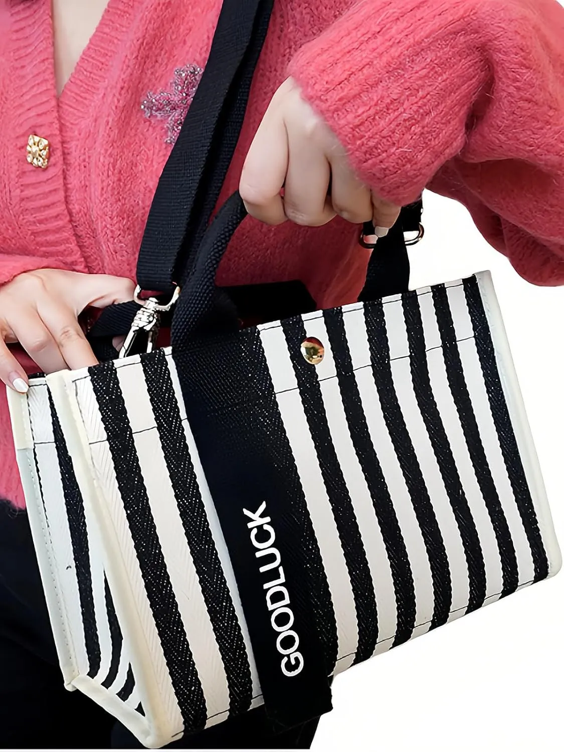 Canvas Crossbody Shoulder Bag for Women, Sling Tote with Handles & Removable Strap, Fanny Pack Travel Handbag