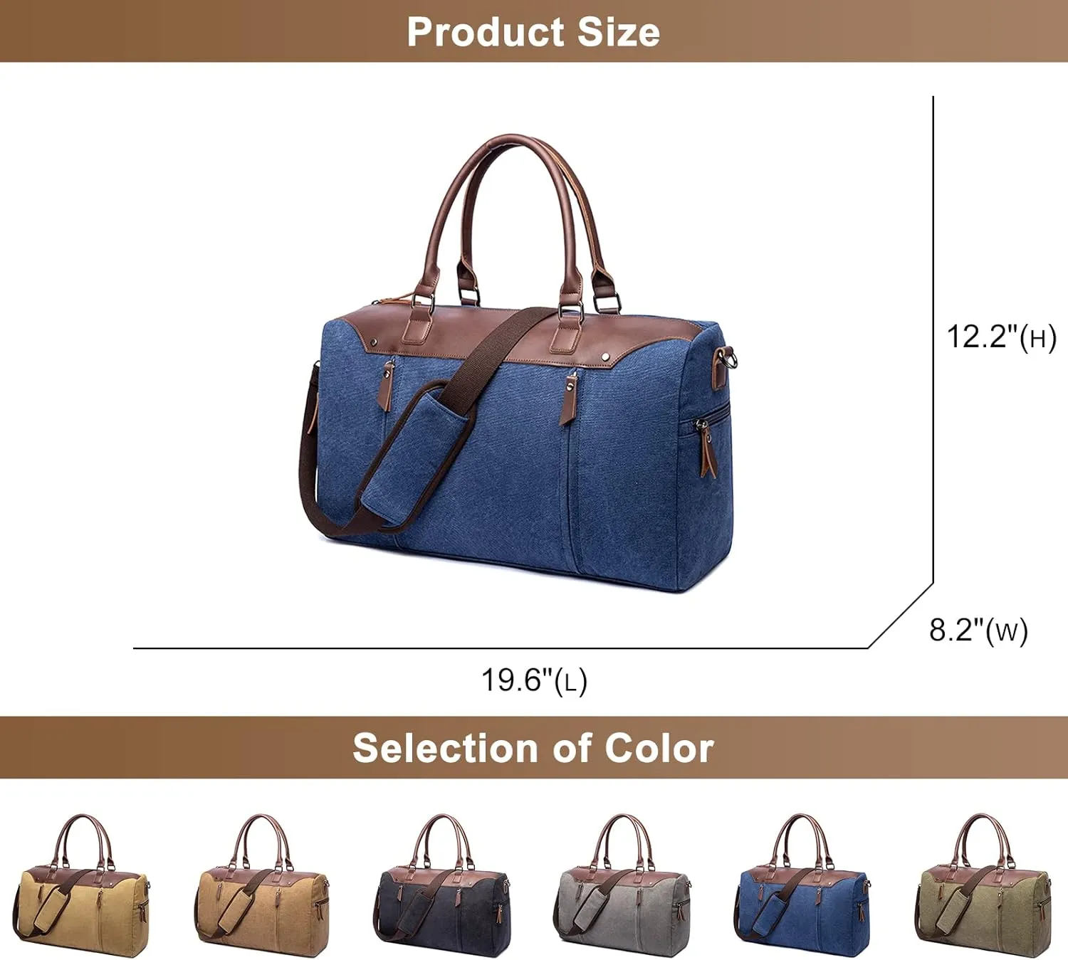 Canvas Duffel Handbag for Men, Weekend Travel Overnight Bag Large Capacity Carry on Shoulder Bags for Climbing Camping (Green)