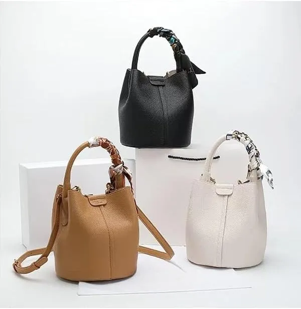 Canvas Genuine Leather Women's Top Handbag, Classic Shoulder Bag, Khaki Sub!