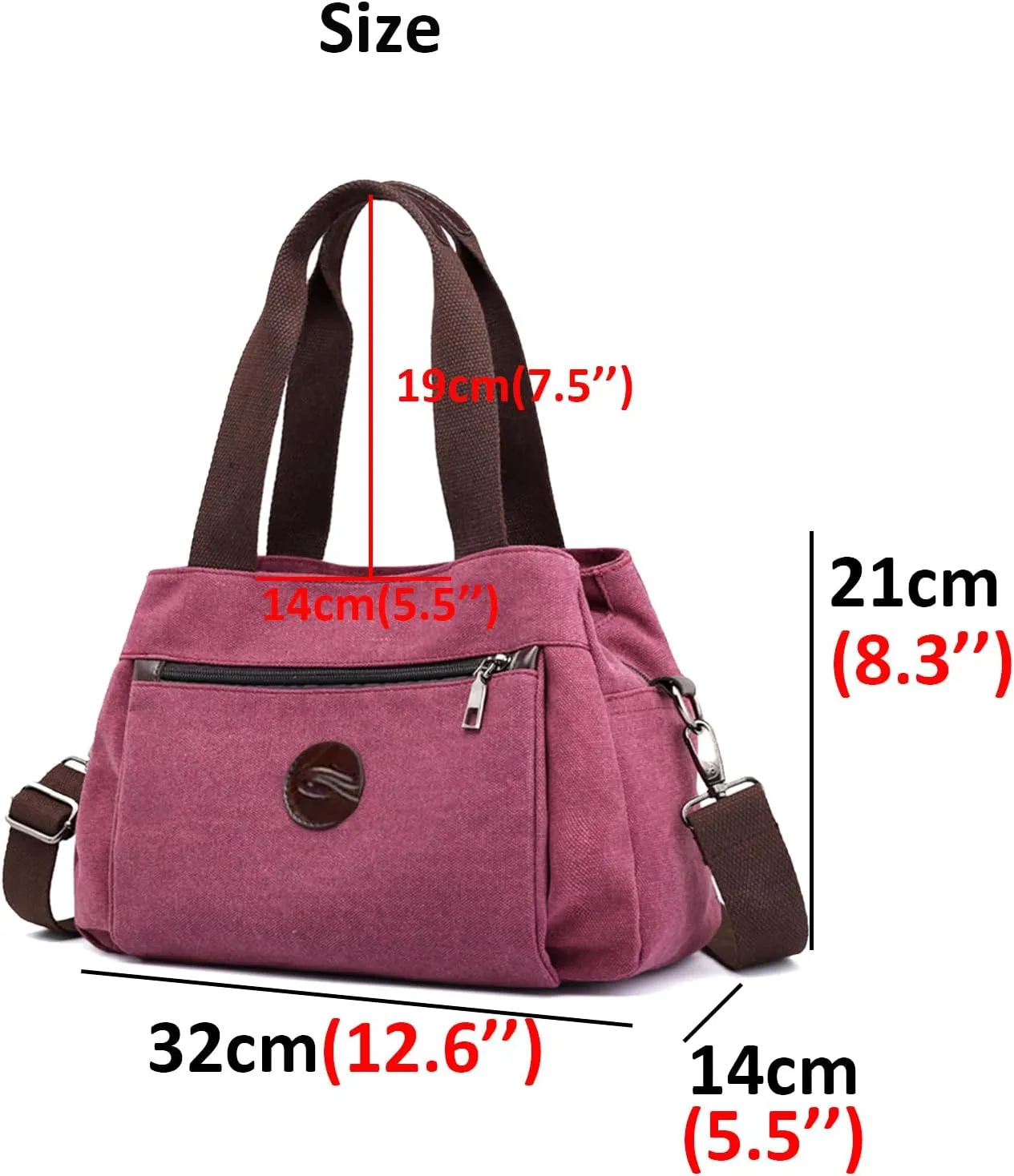Canvas Hobo Crossbody Bag for Women - Multi-Compartment Tote Purse Campare with Adjustable Strap Hangbags Bags