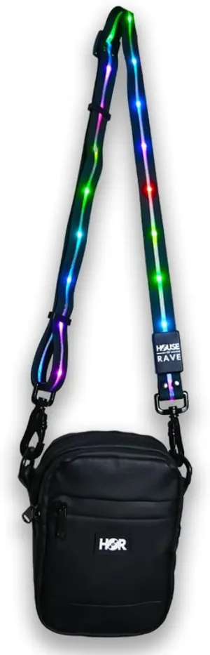 Canvas LED Strap Bag - LED Crossbody or Fannypack (2 Ways to Wear) - Light up Festival Bag for Women & Men - LED Rave Bag