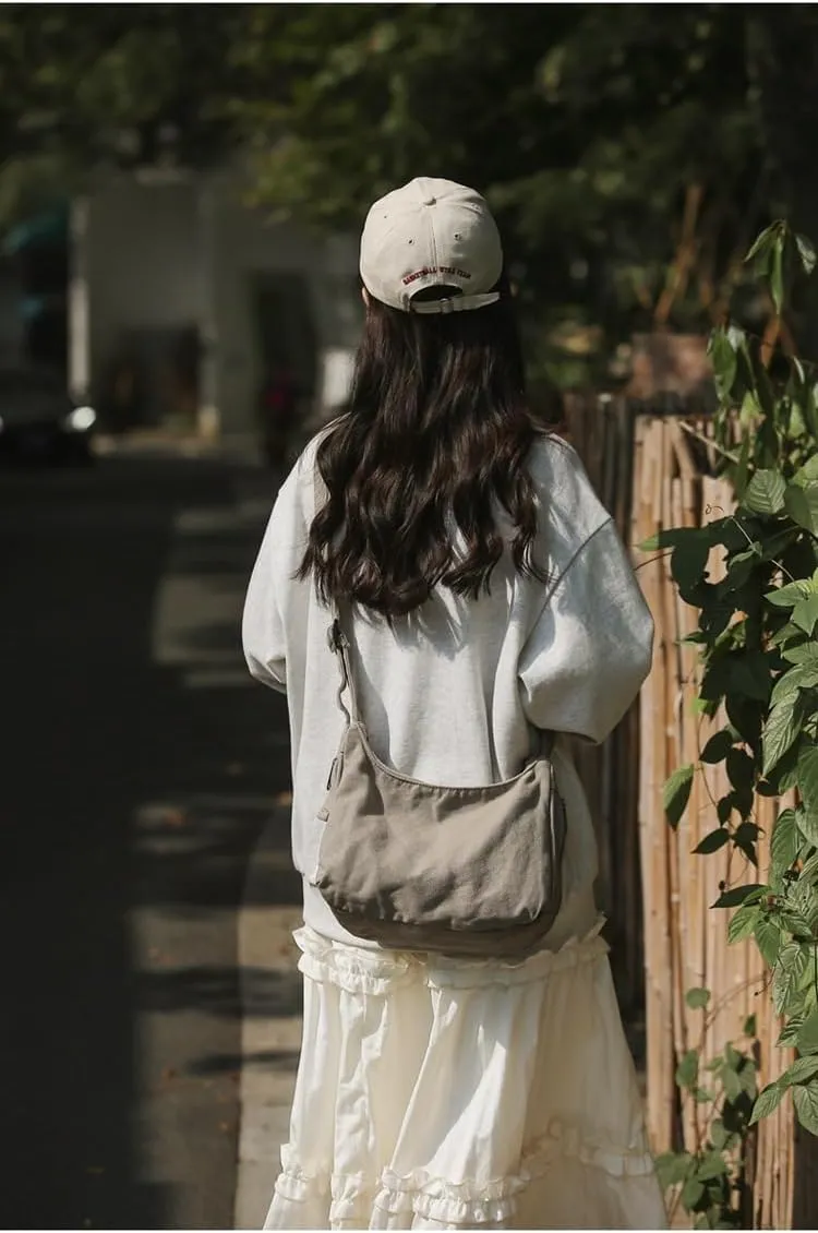 Canvas Shoulder Handbag Casual Vintage Tote Bag Adjustable Shoulder Strap Crossbody Bag