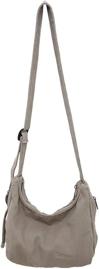 Canvas Shoulder Handbag Casual Vintage Tote Bag Adjustable Shoulder Strap Crossbody Bag