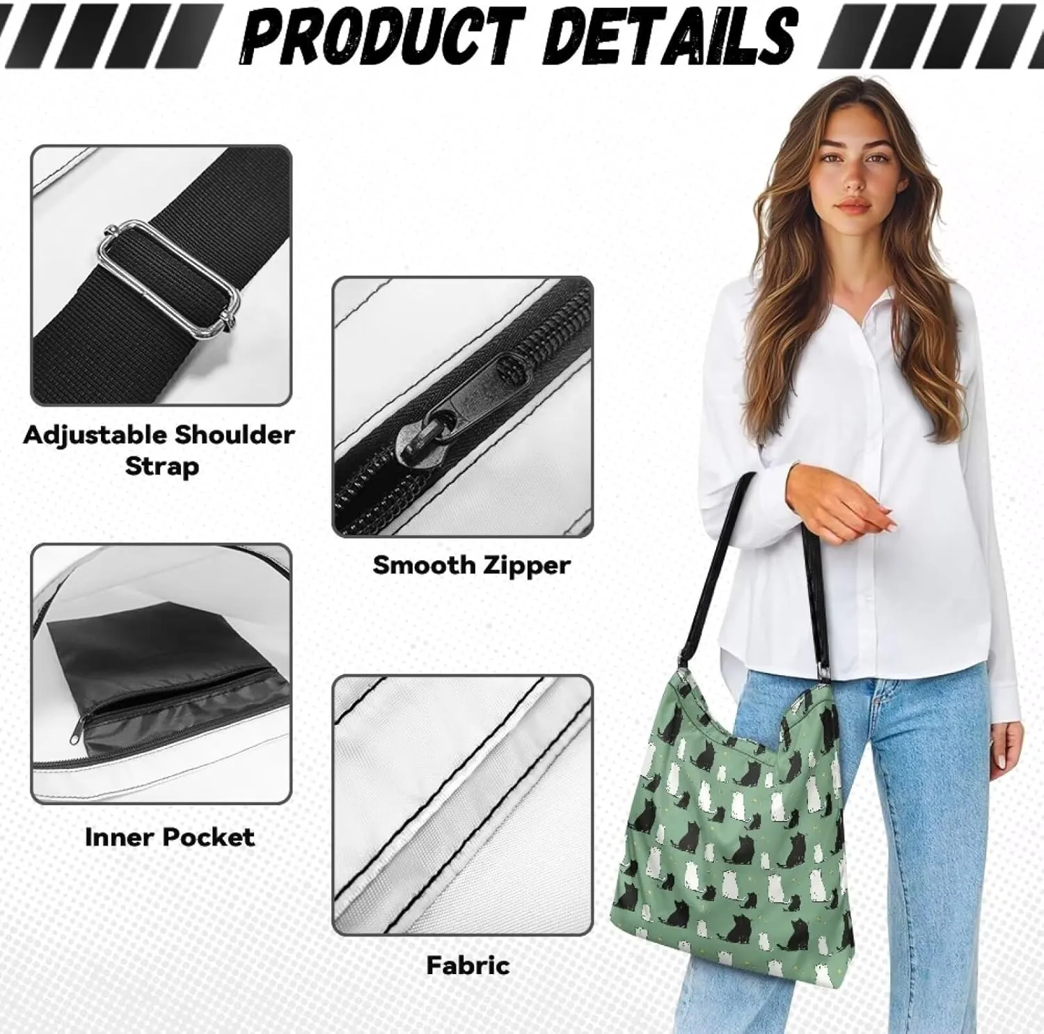Canvas Tote Bag for Women, Retro Tote Bag with Adjustable Shoulder Strap Fashion Shoulder Purse Travel Satchel