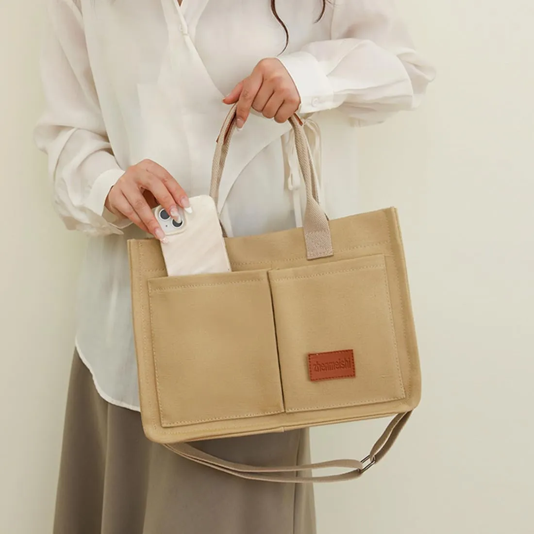 Canvas Tote Bag for Women With Pockets,Crossbody Purses Everything Everyday Hobo Shoulder Bag Handbags for Work Beach Gym