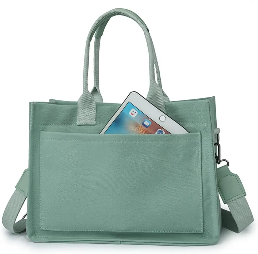 Canvas Tote Bag for Women With Pockets,Crossbody Purses Everything Everyday Hobo Shoulder Bag Handbags for Work Beach Gym