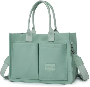 Canvas Tote Bag for Women With Pockets,Crossbody Purses Everything Everyday Hobo Shoulder Bag Handbags for Work Beach Gym