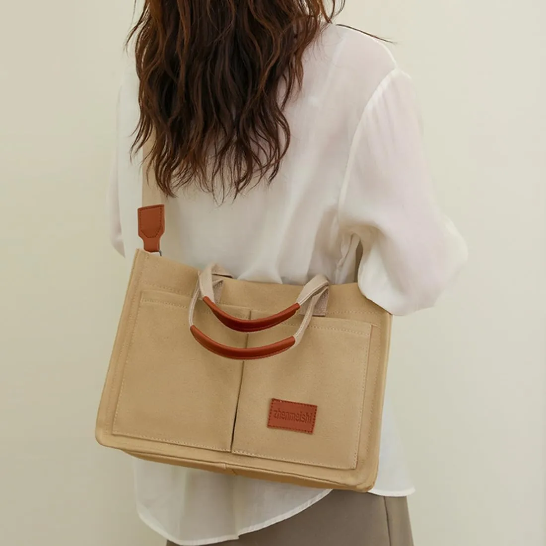 Canvas Tote Bag for Women With Pockets,Crossbody Purses Everything Everyday Hobo Shoulder Bag Handbags for Work Beach Gym