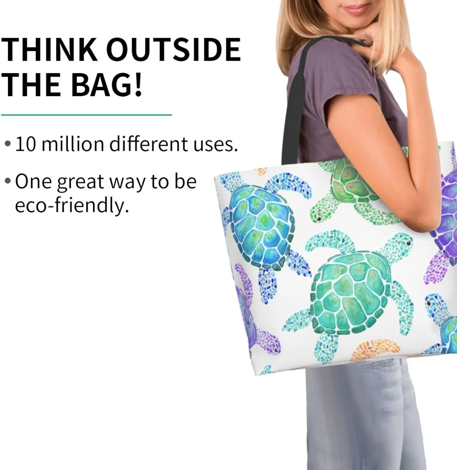 Canvas Tote Bags - Reusable Grocery & Shopping Bags for Women, Kitchen, Beach & Outdoor