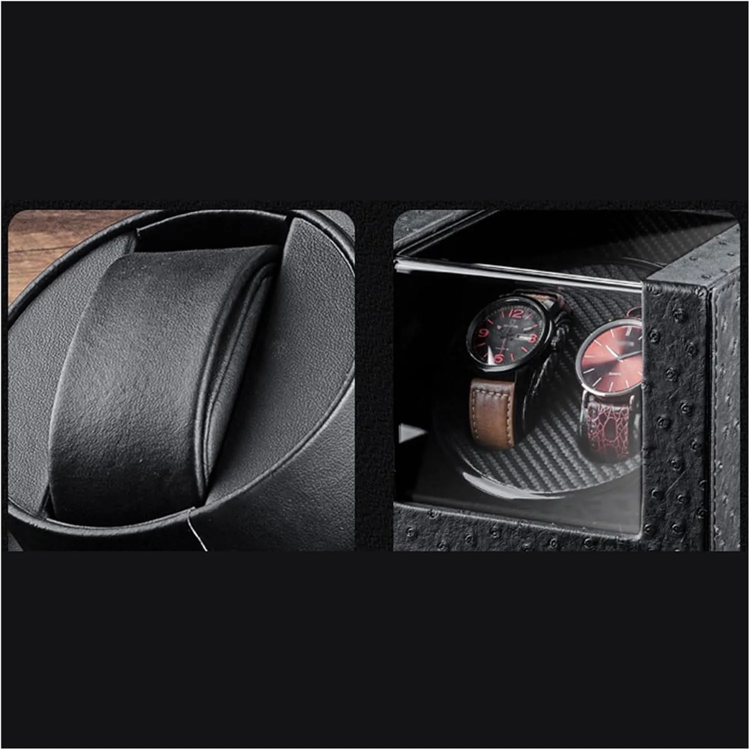Carbon Fiber PU Leather Watch Box with Acrylic Skylight, Mechanical Watch Storage Display Box for Men, L18.2cm