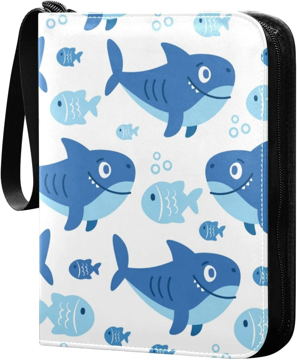 Card Binder Sports Card Binder Trading Card binder 4 Card Binder for Game Cards Sports Cards Photos Cute Blue Shark Fish White