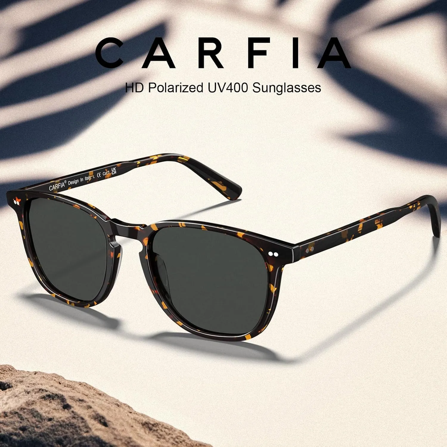 CARFIA Acetate Polarized Sunglasses for Men UV Protection Hand-Crafted Frame CA5285L