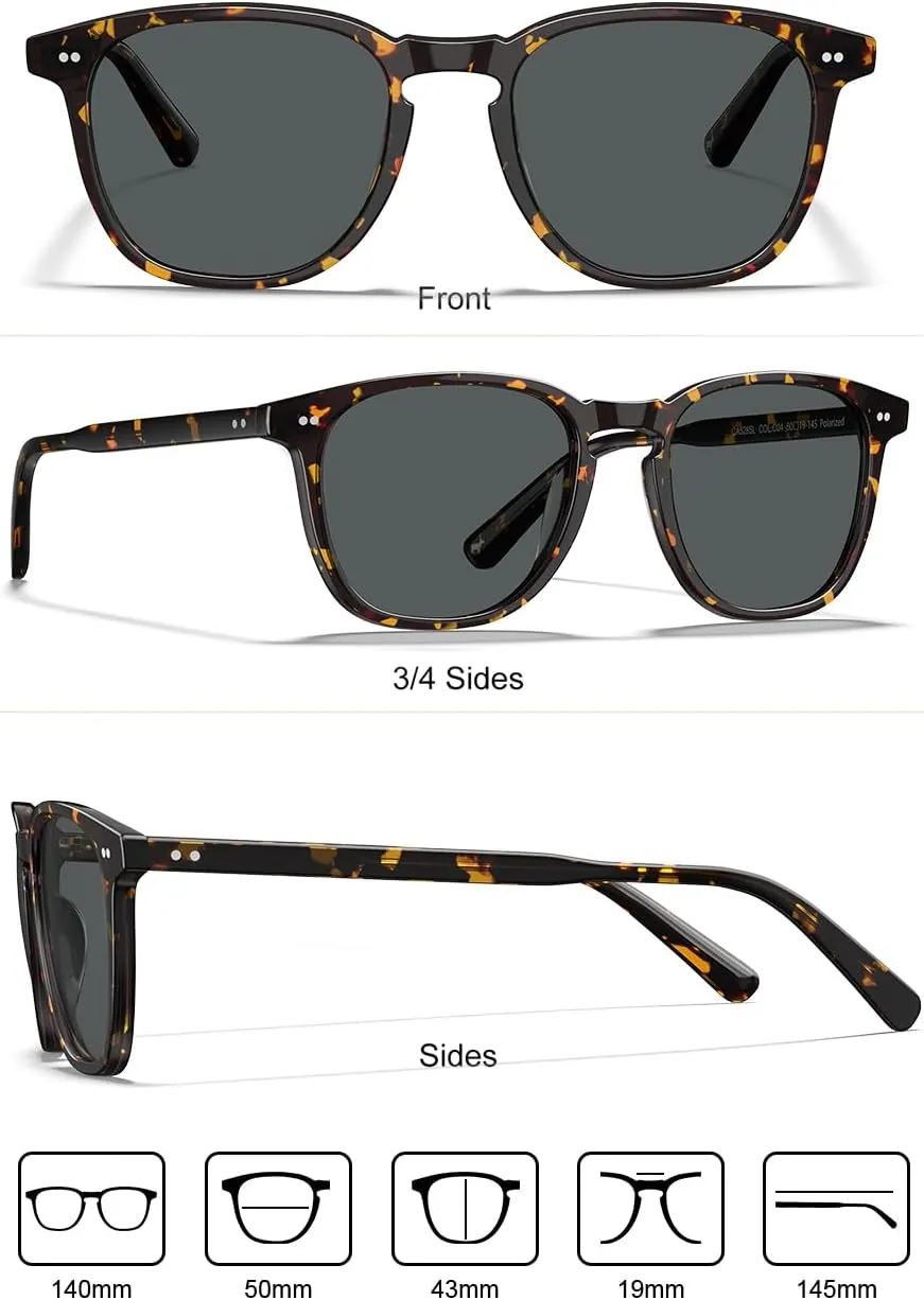 CARFIA Acetate Polarized Sunglasses for Men UV Protection Hand-Crafted Frame CA5285L