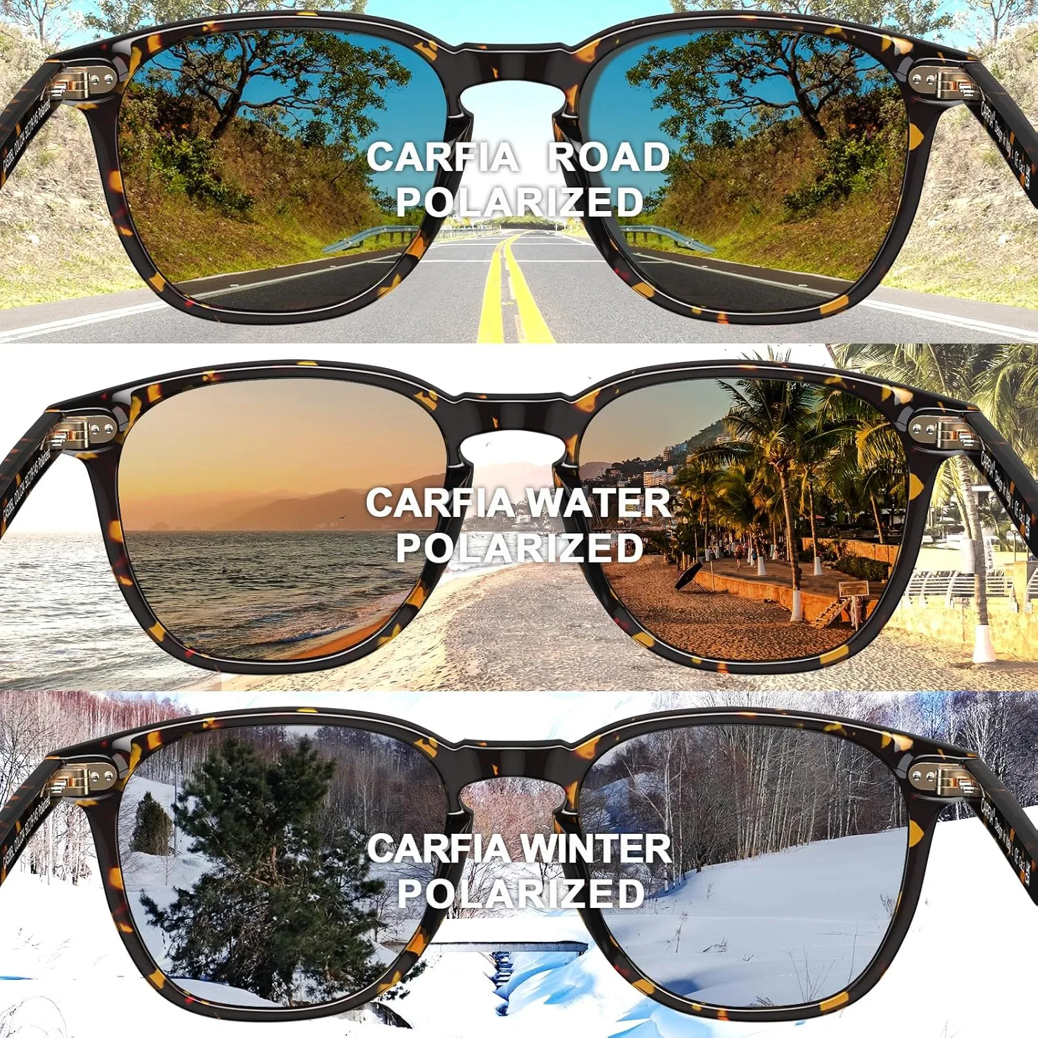 CARFIA Acetate Polarized Sunglasses for Men UV Protection Hand-Crafted Frame CA5285L