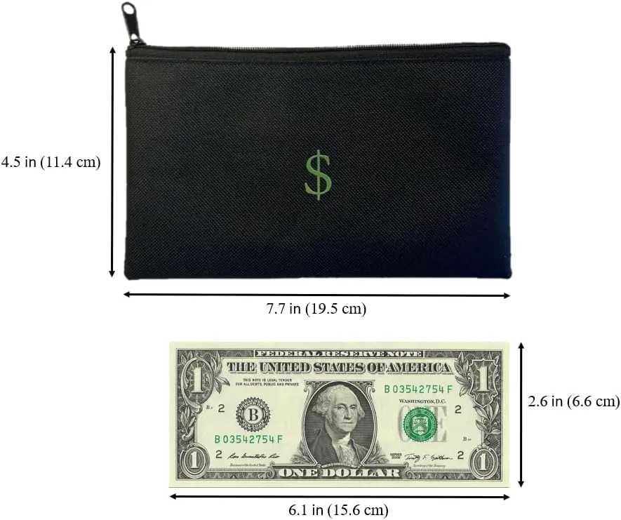 Cash/Money Pouch/Bag 4 Pack. Waterproof, 7.7 in x 4.5 in, Perfect Size, Travel Pouch/Bag with Cash Icon/Symbol/Dollar/$ Sign. Cash Organizer. Junk Drawer Organizer. Pencil Pouch with Dollar Sign