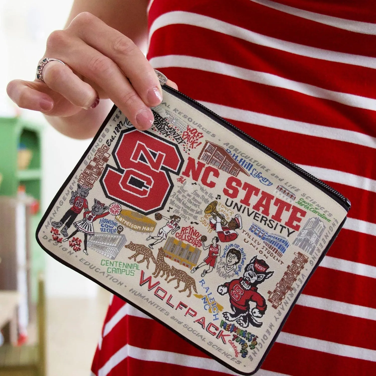 Catstudio Collegiate Zipper Pouch, North Carolina State University Travel Toiletry Bag - Ideal Gift for Alumni, Makeup Bag, Dog Treat Pouch, or Travel Purse